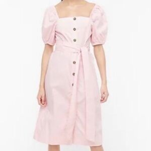NWOT tags J. Crew Style Pink Cotton Puff Sleeve Dress Small